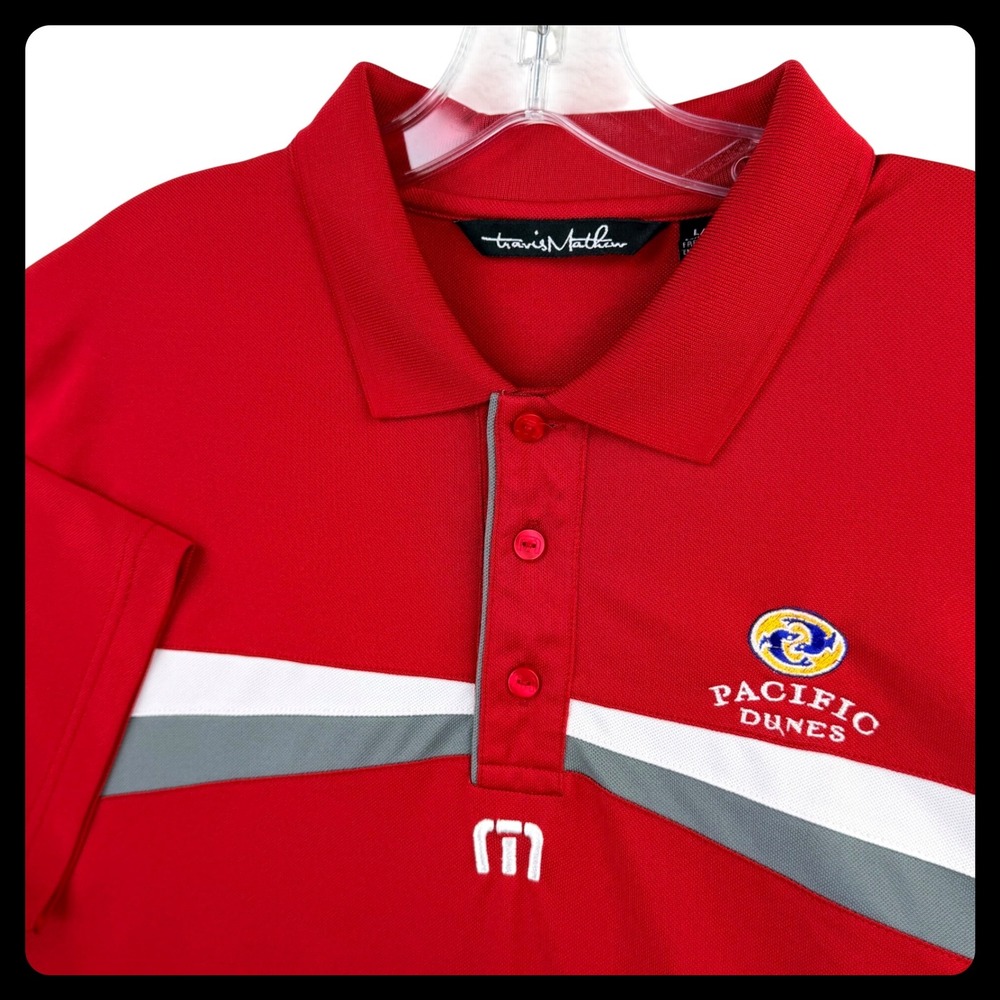 Travis Mathew Pacific Dunes Golf Polo Shirt Men Large Red Performance Stretch